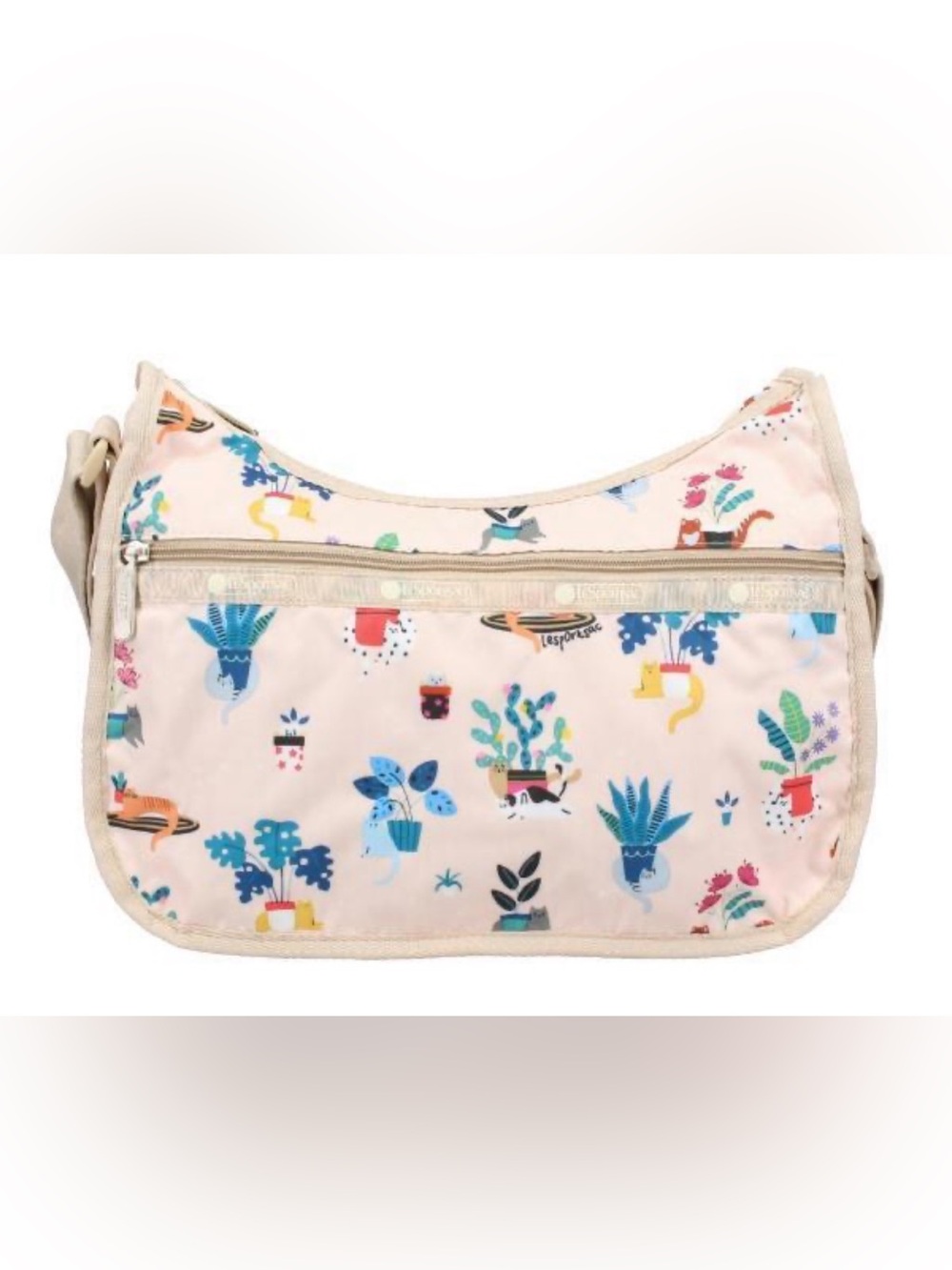 LeSportsac Deluxe Everyday Bag & Matching Pouch Set – "Comfy Cats" Print